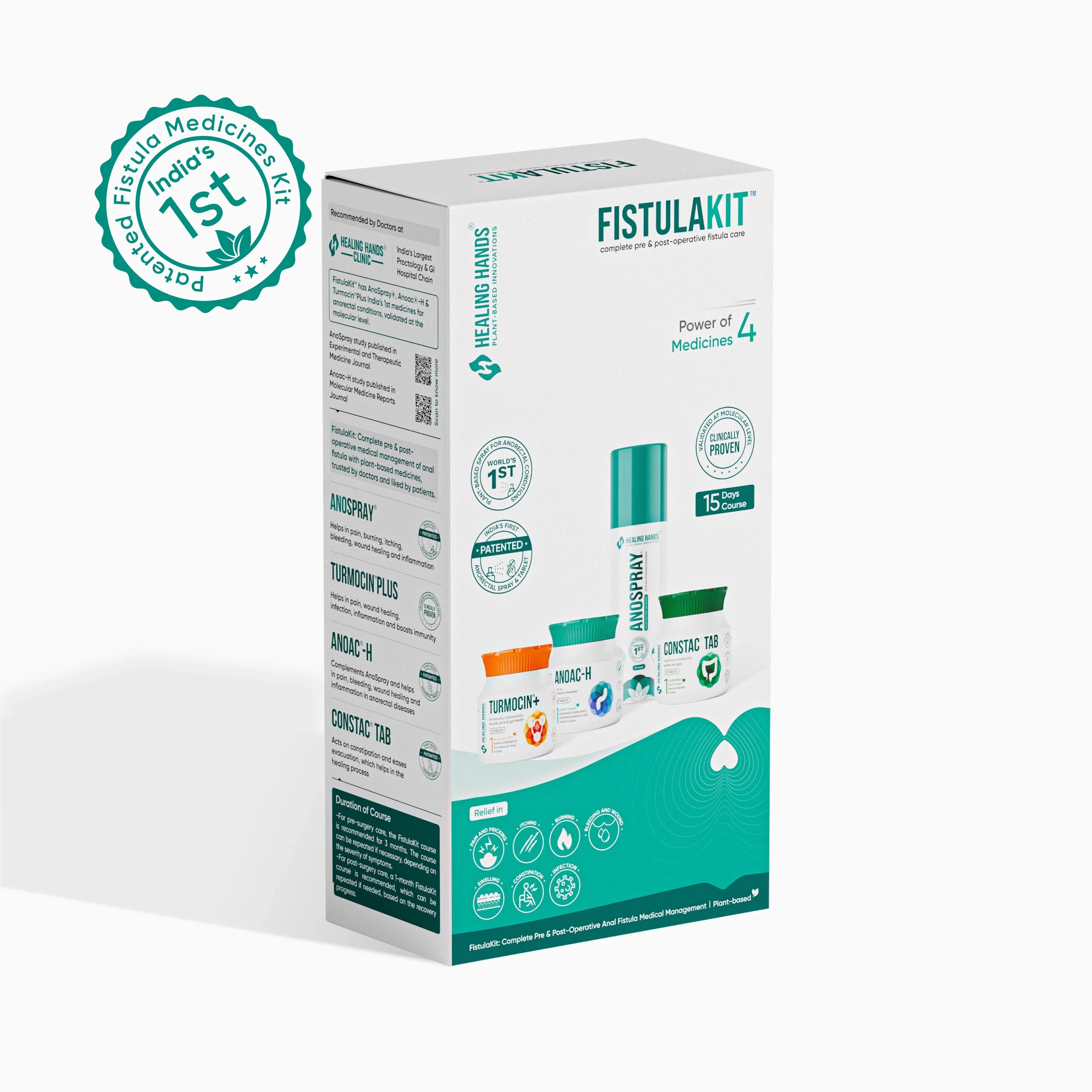 FistulaKit Post-op Fistula Care Kit I AnoSpray + Turmocin Plus + Anoac-H + ConstacTab I Patented Medicines