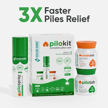 PiloKit Complete Piles Care Kit I 15 Days I PiloSpray + PiloTab + ConsteTab I India's 1st Patented
